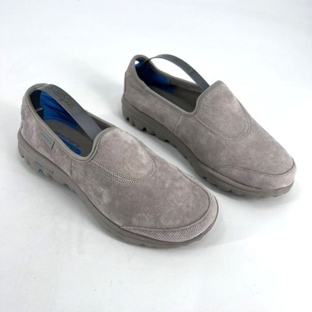 Skechers Women's Go Walk Suede Leather Slip-On Comfort Sneaker Shoes Gray Sz 6.5 - Picture 4 of 12